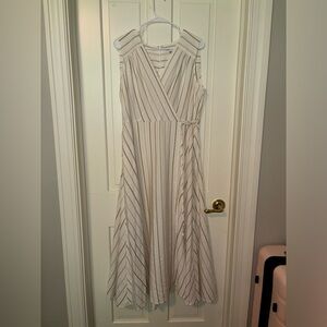 Women's Striped Wrap Midi Dress